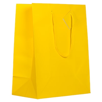 JAM PAPER Gift Bags with Rope Handles, Large, 10 x 13 x 5, Yellow Matte, 3/Pack (673MAYEA)