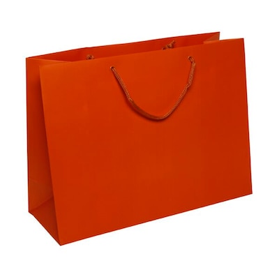 JAM Paper Matte Gift Bags with Rope Handles, 16 x 12 x 6, Orange, 100/box (774MAOR100)