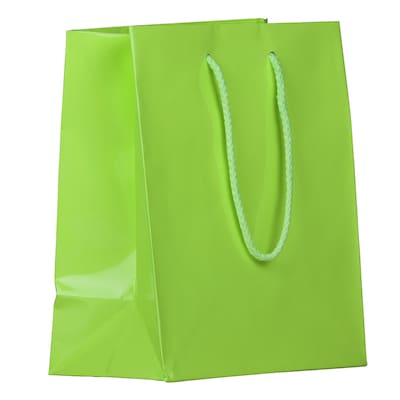 JAM Paper Glossy Gift Bag with Rope Handles, Medium, Lime Green, 3 Bags/Pack (672GLLGB)