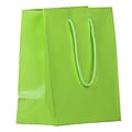 JAM PAPER Glossy Gift Bags with Rope Handles, Medium, 8 x 4 x 10, Lime Green, Bulk 100 Bags/Pack (672GLLG100)