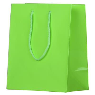 JAM Paper Glossy Gift Bag with Rope Handles, Medium, Lime Green, 3 Bags/Pack (672GLLGB)