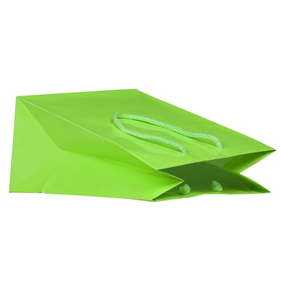 JAM Paper Glossy Gift Bag with Rope Handles, Medium, Lime Green, 3 Bags/Pack (672GLLGB)