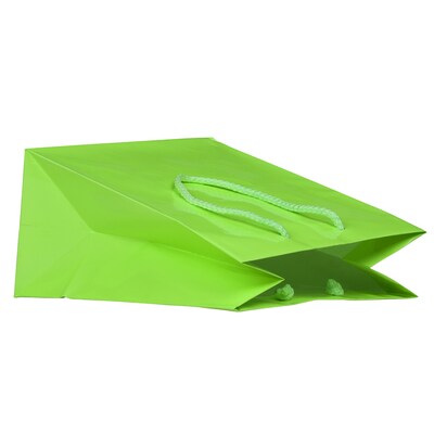 JAM PAPER Glossy Gift Bags with Rope Handles, Medium, 8 x 10, Lime Green, 3 Bags/Pack (672GLLGB)