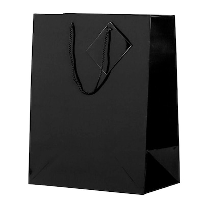 JAM Paper Glossy Gift Bag with Rope Handles, Large, Black, 3 Bags/Pack (673GLBLB)