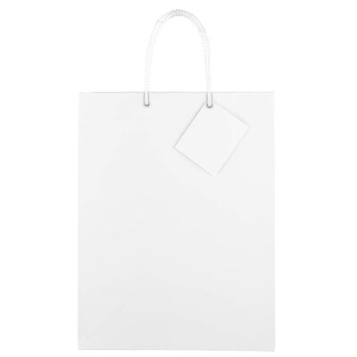 JAM Paper Glossy Gift Bag with Rope Handles, Large, White, 3 Bags/Pack (673GLWHB)