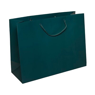 JAM PAPER Matte Gift Bags with Rope Handles, 16 x 12 x 6, Teal Blue, Bulk 100 Bags/Pack (774MATE100)