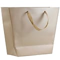 JAM PAPER Matte Trapezoid Metallic Gift Bags with Rope Handles, 9 x 4 x 10, Taupe, Bulk 100 Bags/Pack (2181217326B)