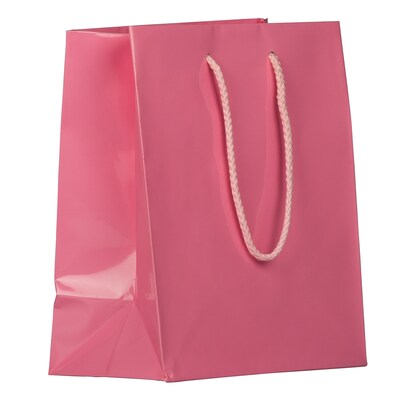 JAM PAPER Glossy Gift Bags with Rope Handles, Medium, 8 x 10, Pink, 3 Bags/Pack (672GLPIB)