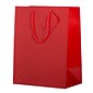 JAM PAPER Glossy Gift Bags with Rope Handles, Large, 10 x 5 x 13, Red, Bulk 100 Bags/Pack (673GLRE100)