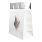 JAM PAPER Gift Bags with Rope Handles, Medium, 8 x 10 x 4- White Matte with Silver Top, 24/box (4431