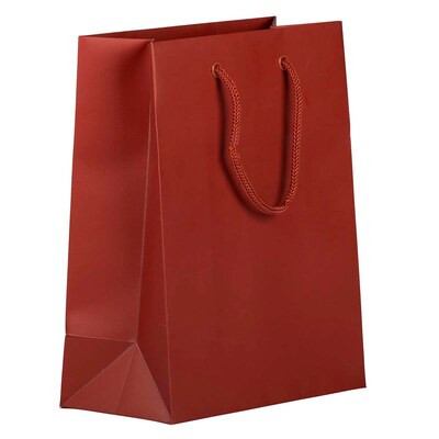 JAM PAPER Gift Bags with Rope Handles, Medium, 8 x 10 x 4, Dark Red Matte, Bulk 100 Bags/Pack (672MADKRE100)