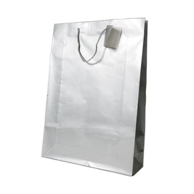 JAM Paper Gift Bags with Rope Handles, 12.5 x 17 x 6, Silver Glossy, 100 Bags/Pack (674GLSI100)