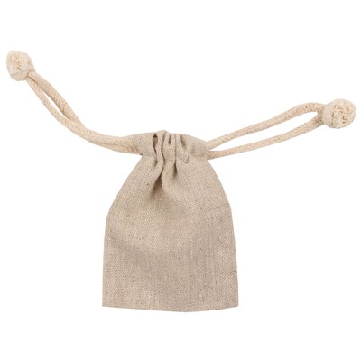 JAM PAPER Burlap Pouches with Drawstring, 3 x 4, Oatmeal Linen Recycled, 6 Pouches/Pack (238126909C)