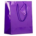 JAM PAPER Glossy Gift Bags with Rope Handles, Medium, 8 x 10, Purple, 3 Bags/Pack (672GLPUB)