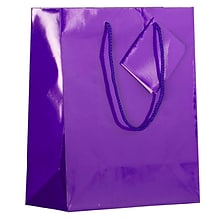 JAM Paper Glossy Gift Bag with Rope Handles, Medium, Purple, 3 Bags/Pack (672GLPUB)