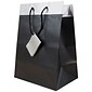 JAM PAPER Gift Bags with Rope Handles, Large, 10 x 13 x 6, Black Pinstripe with Silver Top, 24/box (4431738B)