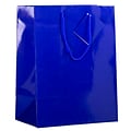 JAM PAPER Glossy Gift Bags with Rope Handles, Large, 10 x 13, Blue, 3 Bags/Pack (673GLBUB)
