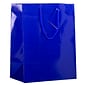 JAM PAPER Glossy Gift Bags with Rope Handles, Large, 10 x 5 x 13, Blue, Bulk 100 Bags/Pack (673GLBU100)