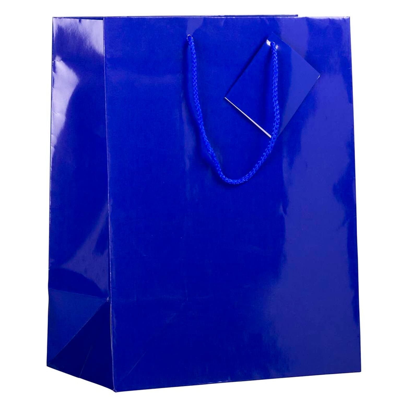 JAM Paper Glossy Gift Bag with Rope Handles, Large, Blue, 3 Bags/Pack (673GLBUB)