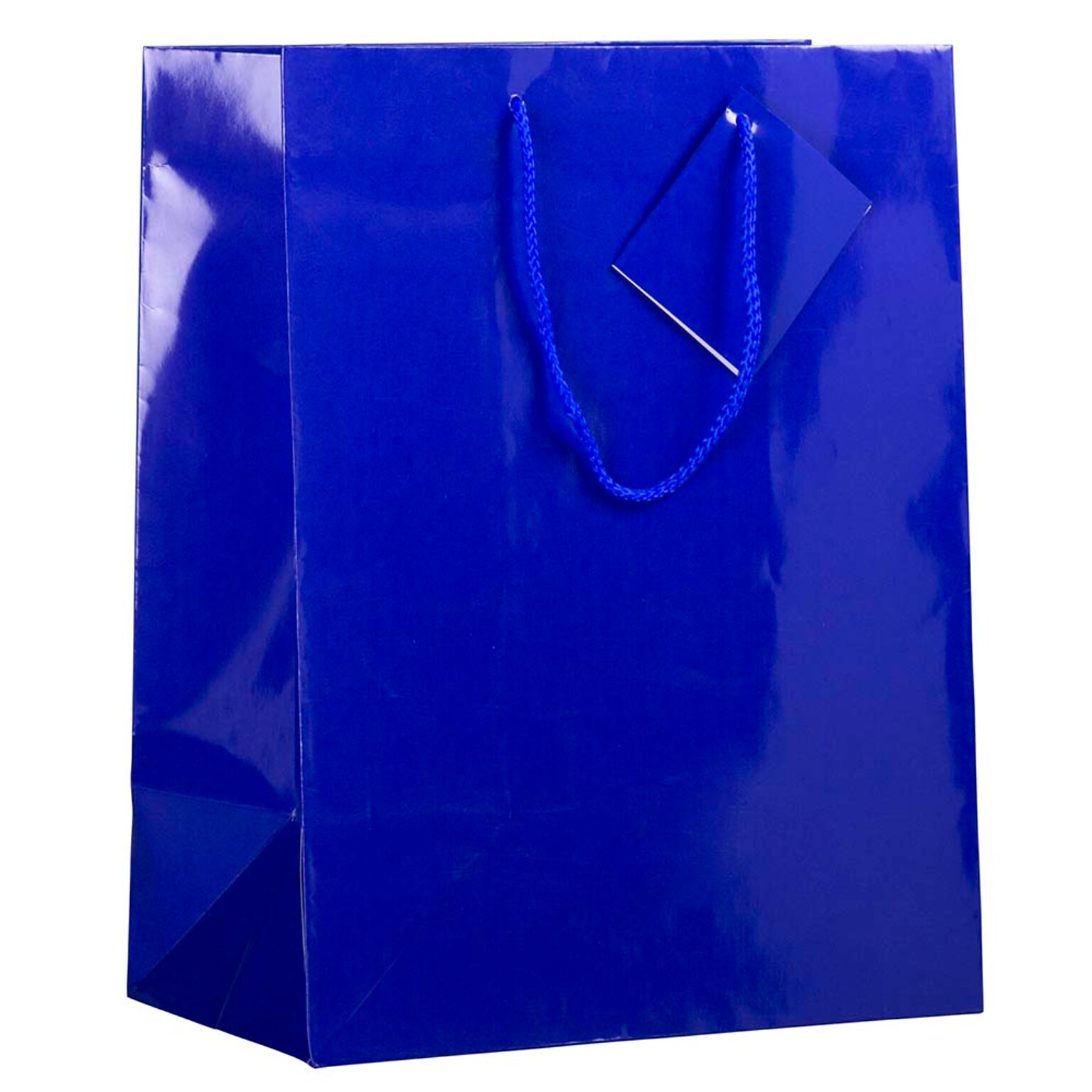 JAM Paper Glossy Gift Bag with Rope Handles, 10 x 5 x 13, Blue, 3 Bags/Pack (673GLBUB)