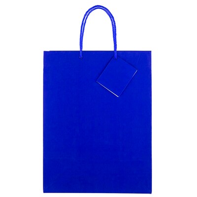 JAM Paper Glossy Gift Bag with Rope Handles, Large, Blue, 3 Bags/Pack (673GLBUB)