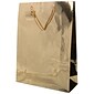 JAM PAPER Foil Gift Bags with Rope Handles, Medium, 8 x 10 x 4, Gold, Bulk 100 Bags/Pack (672FOGOB)