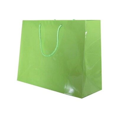 JAM PAPER Gift Bags with Rope Handles, X-Large Horizontal, 17 x 13 x 6, Lime Green Glossy, Bulk 100 Bags/Pack (775GLLG100)