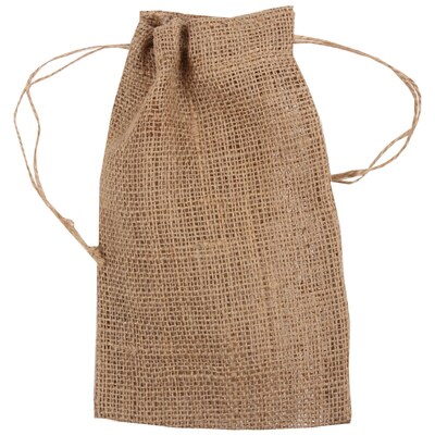 JAM PAPER Burlap Pouches with Drawstring, 5 1/2 x 9, Natural Brown Recycled, 6 Pouches/Pack (238126917C)