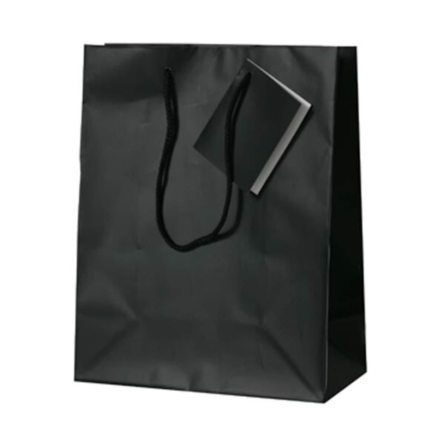 JAM PAPER Gift Bags with Rope Handles, Medium, 8 x 10 x 4, Black Matte, 3/Pack (672MABLA)