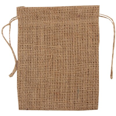 JAM PAPER Burlap Pouches with Drawstring, 5 x 6 1/2- Natural Brown Recycled, 6 Pouches/Pack (2381269