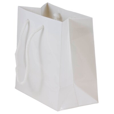 JAM Paper Glossy Gift Bag with Rope Handles, Small, White, 100 Bags/Pack (896GLWH100)