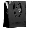JAM PAPER Glossy Gift Bags with Rope Handles, Medium, 8 x 4 x 10, Black, Bulk 100 Bags/Pack (672GLBL100)