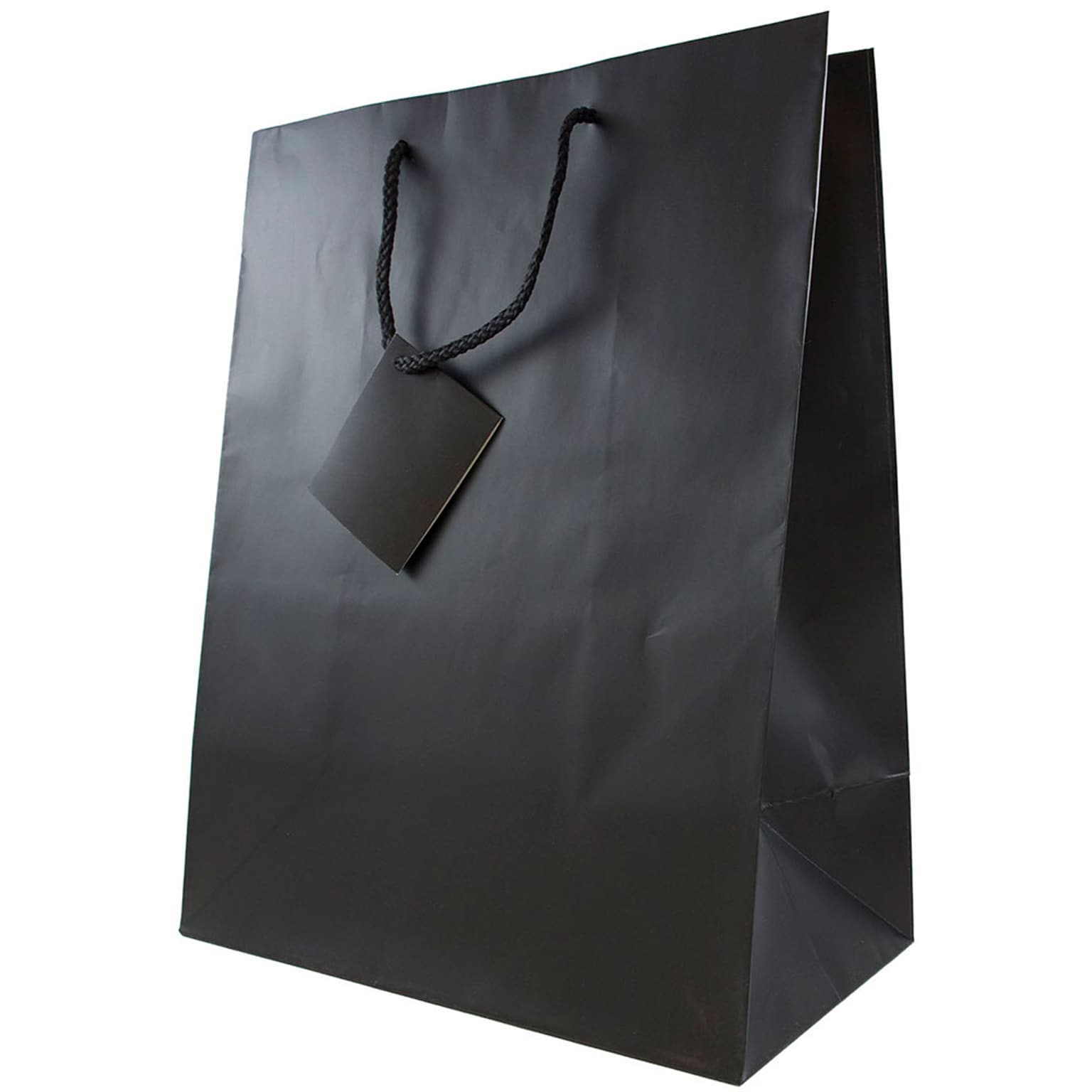 JAM PAPER Gift Bags with Rope Handles, Large, 10 x 13 x 5, Black Matte, 3/Pack (673MABLA)