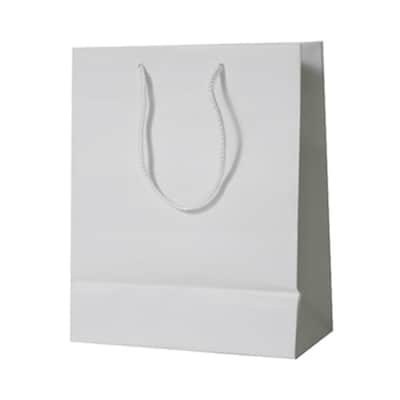 JAM PAPER Gift Bags with Rope Handles, Large, 10 x 13 x 5, White Matte, Bulk 100 Bags/Pack (673MAWH100)