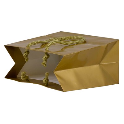 JAM Paper Glossy Gift Bag with Rope Handles, 6.5" x 6.5" x 3.5", Gold, 3 Bags/Pack (896GLGOA)