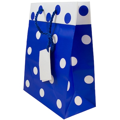 JAM Paper Matte Gift Bag with Rope Handles, Medium, Blue & White, 24 Bags/Pack (4731728B)