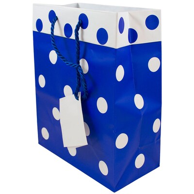 JAM Paper Matte Gift Bag with Rope Handles, 8 x 10 x 4, Blue/White, 24 Bags/Pack (4731728B)