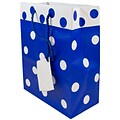 JAM PAPER Gift Bags with Rope Handles, Medium, 8 x 10 x 4, Blue & White Polka Dot Matte, 24/Pack (47