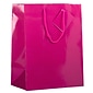JAM PAPER Glossy Gift Bags with Rope Handles, Large, 10 x 5 x 13, Hot Pink, Bulk 100 Bags/Pack (673GLFU100)