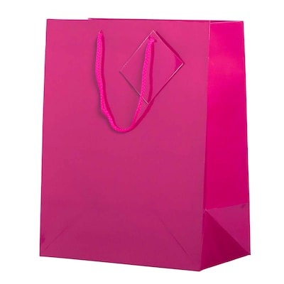 JAM Paper Glossy Gift Bag with Rope Handles, Large, Hot Pink, 3 Bags/Pack (673GLFUB)