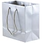 JAM PAPER Gift Bags with Rope Handles, Small Square, 6 1/2 x 6 1/2 x 3 1/2, Silver Glossy, 3/Pack (896GLSIA)