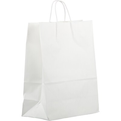 JAM Paper Solid Gift Bags, 12.625 x 15.5 x 6, White Kraft, 100 Bags/Pack (674KRWHB)