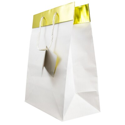 JAM Paper Gift Bag with Rope Handles, Large, White & Gold, 24 Bags/Box (4431742B)