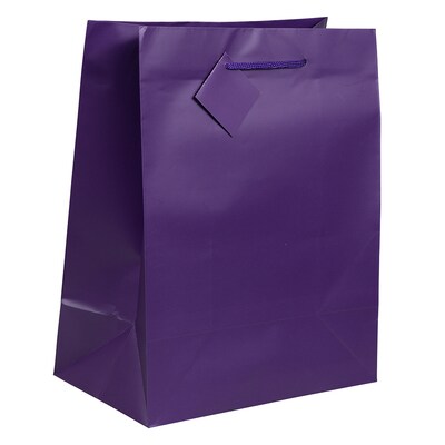 JAM Paper Gift Bags with Rope Handles, 8 x 10 x 4, Purple Matte, 3/Pack (672MAPUA)