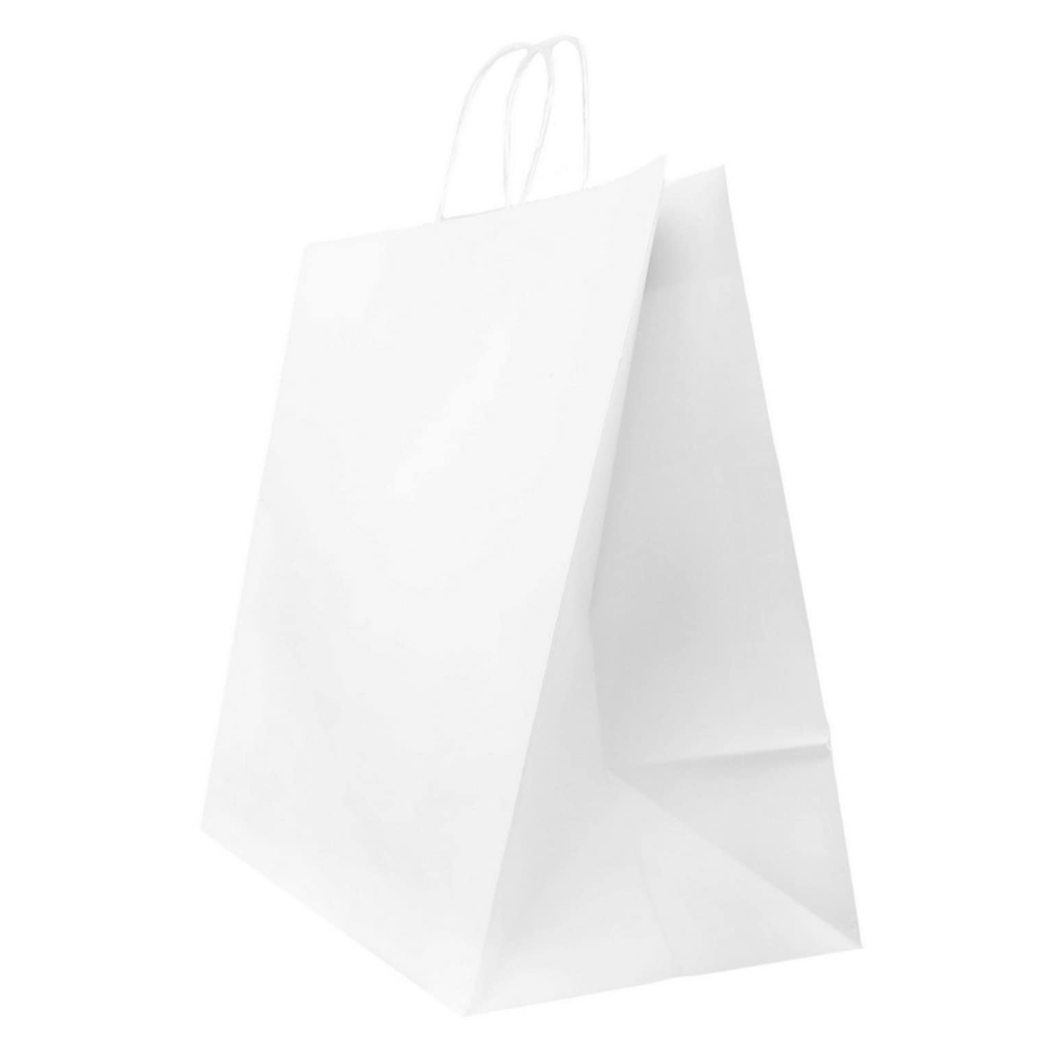 JAM PAPER Gift Bags with Rope Handles, XX-Large Horizontal, 16 x 16 x 9, White Kraft, 24/Box (5131882B)