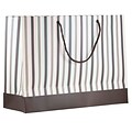 JAM PAPER Matte Striped Gift Bags with Rope Handles, 16 x 12 x 6, Brown, Bulk 100 Bags/Pack (774MABRST100)