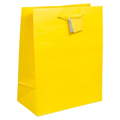 JAM PAPER Gift Bags with Rope Handles, Medium, 8 x 10 x 4, Yellow Matte, 3/Pack (672MAYEA)