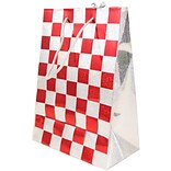 JAM PAPER Gift Bags with Rope Handles, Medium, 8 x 10 x 4, Red & Silver Checkered, 24/Pack (4731732B