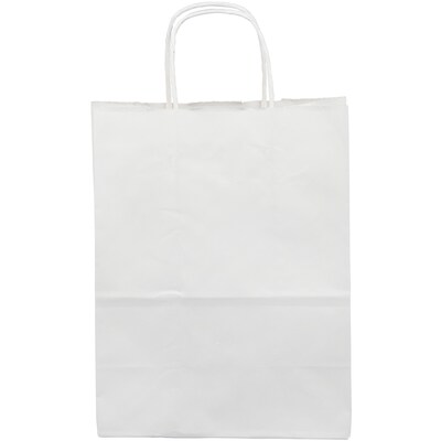 JAM Paper Kraft Solid Gift Bag, Medium, White, 100 Bags/Pack (672KRWHB)