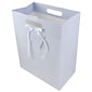 JAM PAPER Gift Bags with Rope Handles, Medium, 8 x 10 x 4, Light Blue Pinstripe, 3/Pack (4433476A)